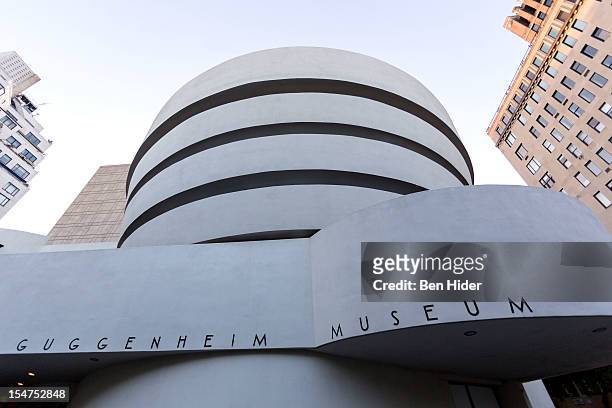 General view of the exterior facade of the Solomon R. Guggenheim Museum designed by Frank Lloyd Wright on October 18, 2012 in New York City.