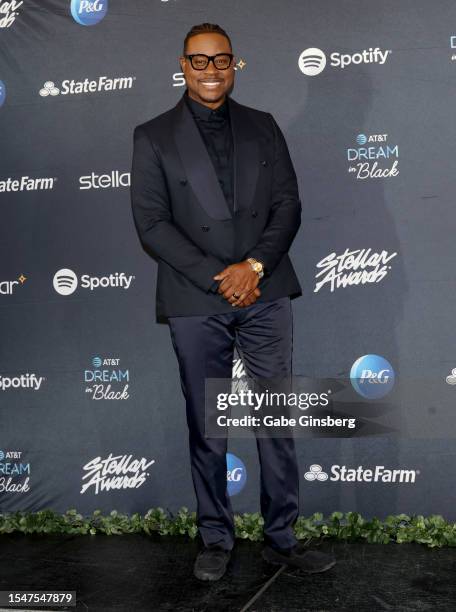 Pastor Charles Jenkins poses in the press room during the 38th annual Stellar Gospel Music Awards at the Orleans Arena on July 15, 2023 in Las Vegas,...