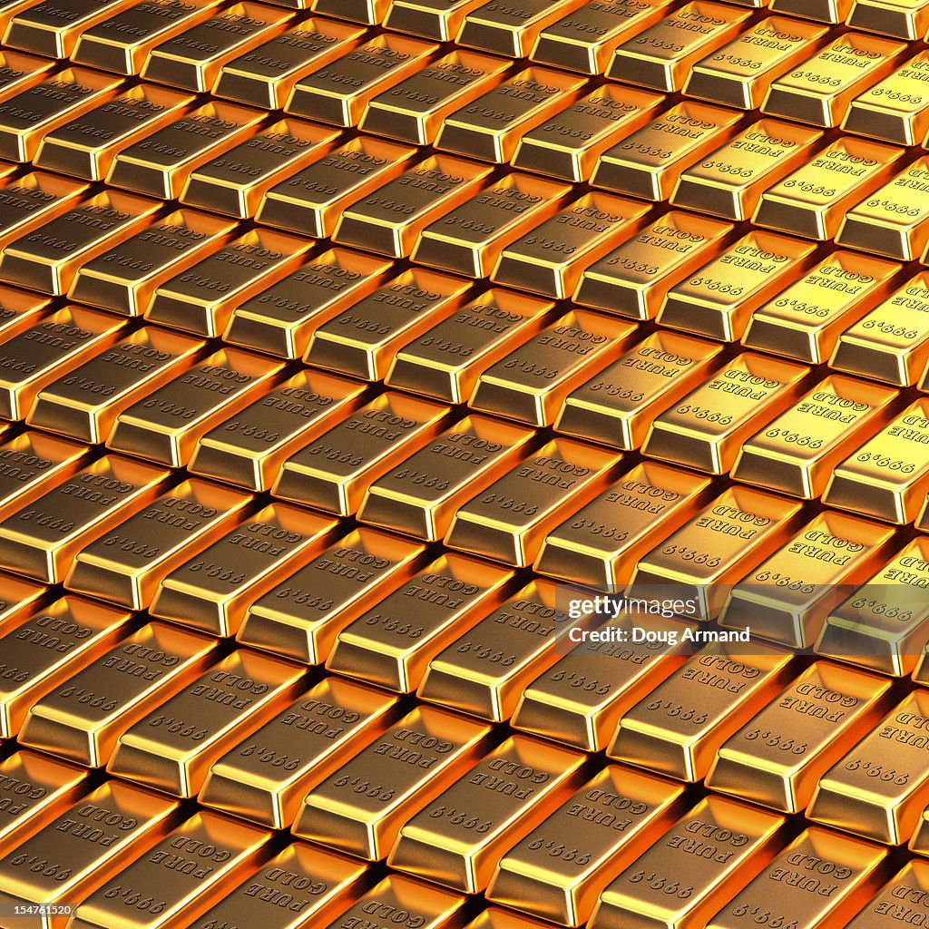 Stacks of gold bars