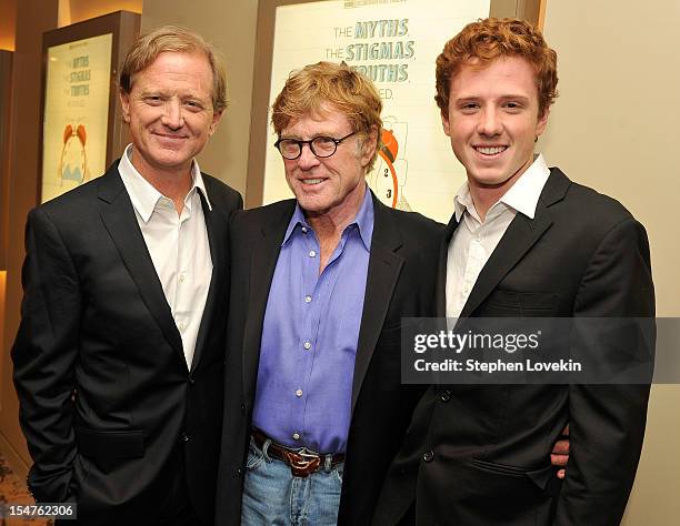 Director James Redford, actor/filmmaker Robert Redford, and film subject Dylan Redford attend HBO's New York Premiere of The Big Picture: Rethinking...