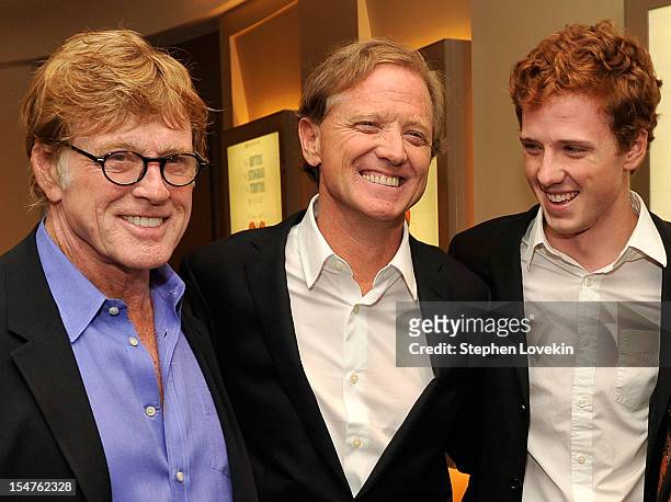 Actor/director Robert Redford, director James Redford, and film subject Dylan Redford attend HBO's New York Premiere of "The Big Picture: Rethinking...