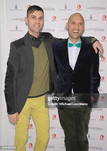 Designer Andre Gonzalo and guest attend Nine West's premiere of "Project Runway All Stars" Season 2 at the Lexington Avenue flagship store on October...