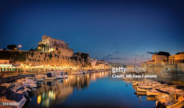 spain, menorca, ciutadella, old town and harbour - ciutadella stock pictures, royalty-free photos & images