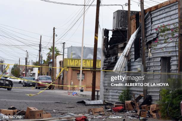 Picture released by La Tremenda Cosa showing a view of a bar that was intentionally burned and left eleven people dead in the town of San Luis Rio...