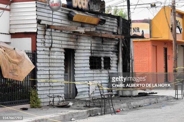 Picture released by La Tremenda Cosa showing a view of a bar that was intentionally burned and left eleven people dead in the town of San Luis Rio...