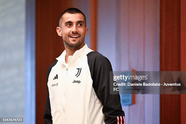 Mattia Perin of Juventus during a training session on July 22, 2023 in San Francisco, California.