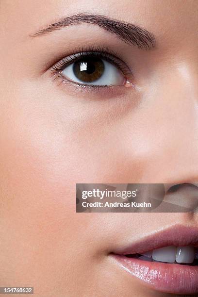 yound woman with clean make up, clos up. - brown eye stock pictures, royalty-free photos & images