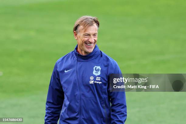 Herve Renard, Head Coach of France, looks on during a France Training Session on July 16, 2023 in Sydney, Australia.