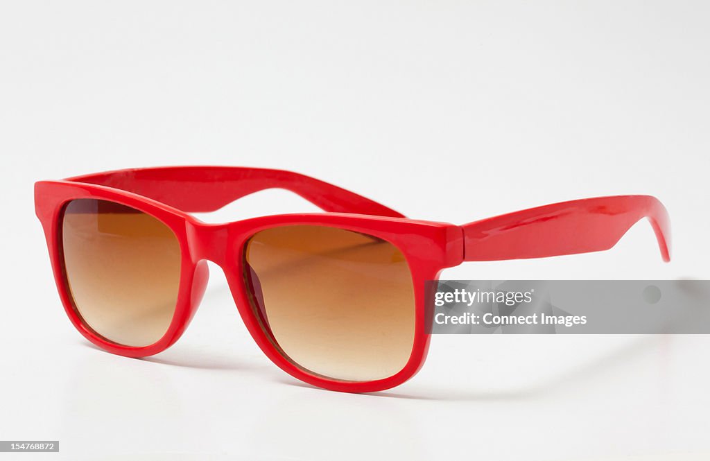 Pair of red sunglasses