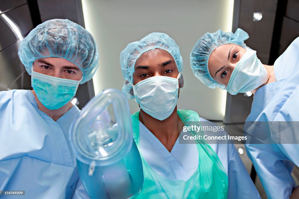 Anaesthetists with anaesthetic mask