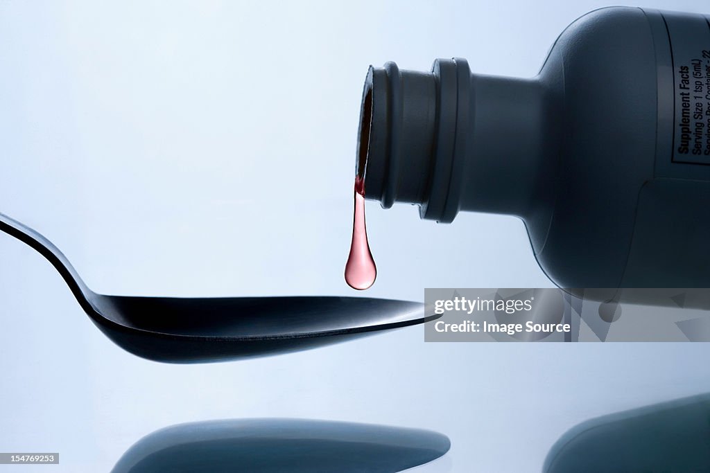 Medicine dripping on spoon