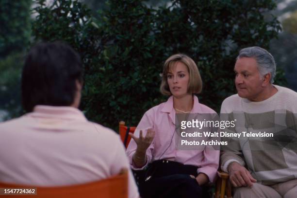 Los Angeles, CA Mary Cadorette, Robert Mandan being interviewed on the ABC tv special 'P.I.P.'s'.