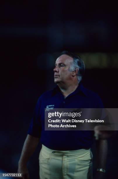Rams Head Coach John Robinson, NFL Football, Dallas Cowboys vs Los Angeles Rams, at Anaheim Stadium.