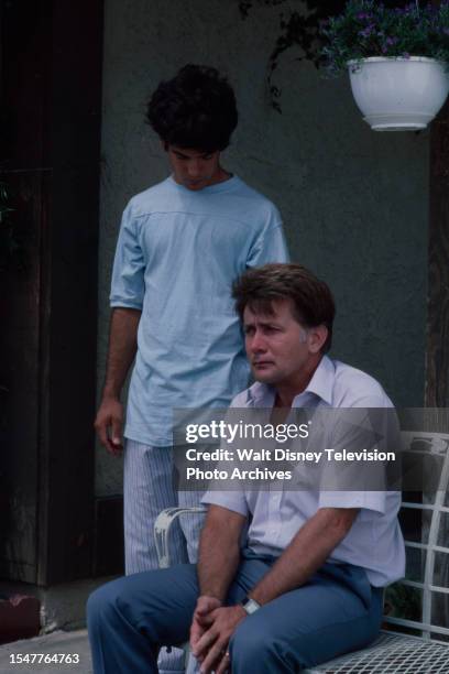 Simi Valley, CA Matthew Labyorteaux, Martin Sheen appearing in the ABC tv movie 'Shattered Spirits'.