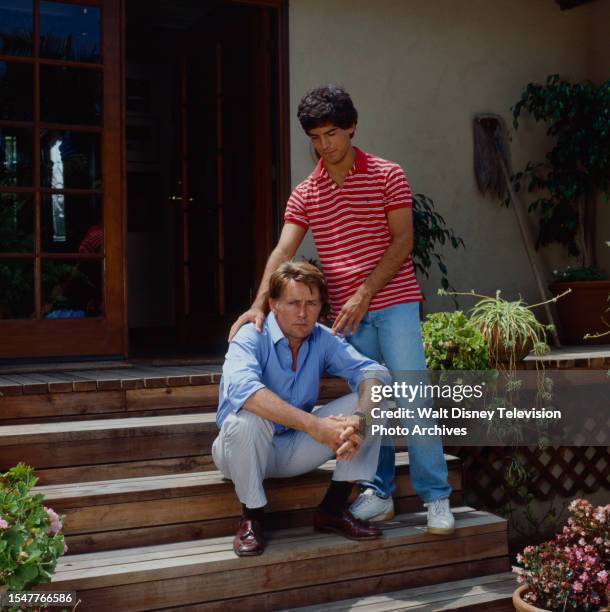 Simi Valley, CA Martin Sheen, Matthew Labyorteaux appearing in the ABC tv movie 'Shattered Spirits'.