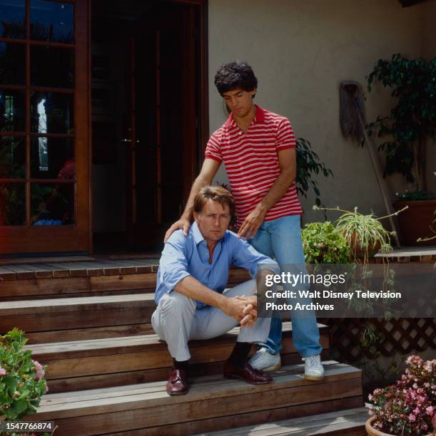 Simi Valley, CA Martin Sheen, Matthew Labyorteaux appearing in the ABC tv movie 'Shattered Spirits'.