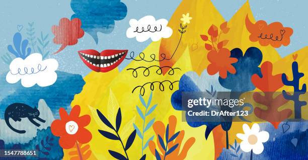optimismus konzept - collage stock-grafiken, -clipart, -cartoons und -symbole
