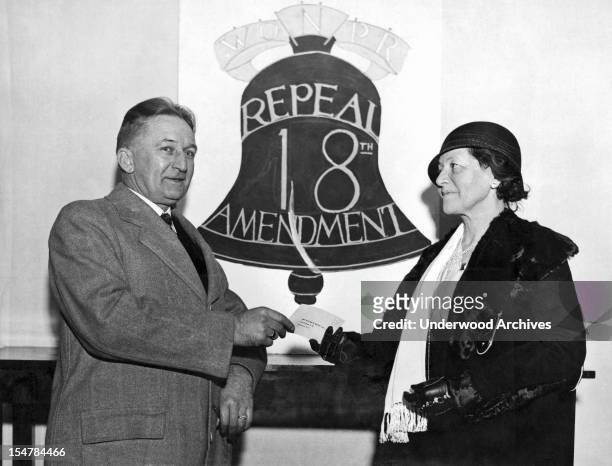 Members of Congress support the Bingham bill, which would legalize the manufacture of 4 percent beer, Washington DC, January 19, 1932. Supporters...