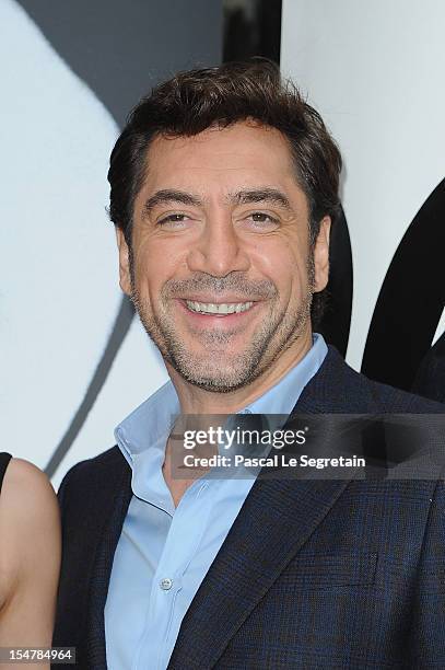 Actor Javier Bardem poses during a photocall for the film 'Skyfall' at Hotel George V on October 25, 2012 in Paris, France.