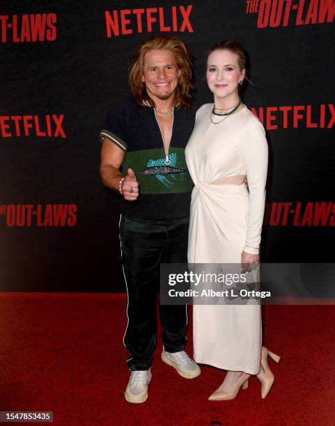 Tony Cavalero and Annie Cavalero attend the Los Angeles Premiere Of Netflix's "The Out-Laws" held at Regal LA Live on June 26, 2023 in Los Angeles,...