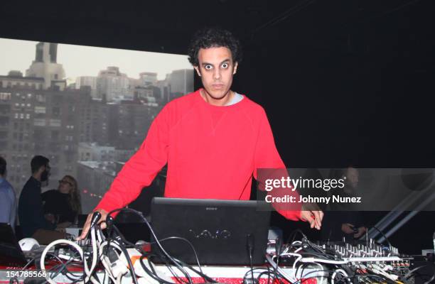 Four Tet spins at Microsoft's Microtropolis at Pier 57 on October 25, 2012 in New York City.