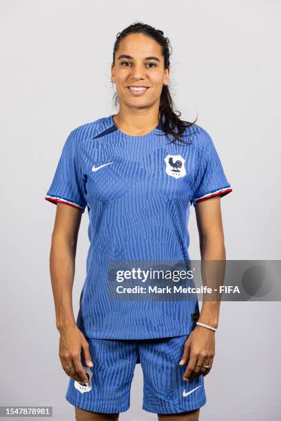 Amel Majri of France poses during the official FIFA Women's World Cup Australia & New Zealand 2023 portrait session on July 16, 2023 in Sydney,...