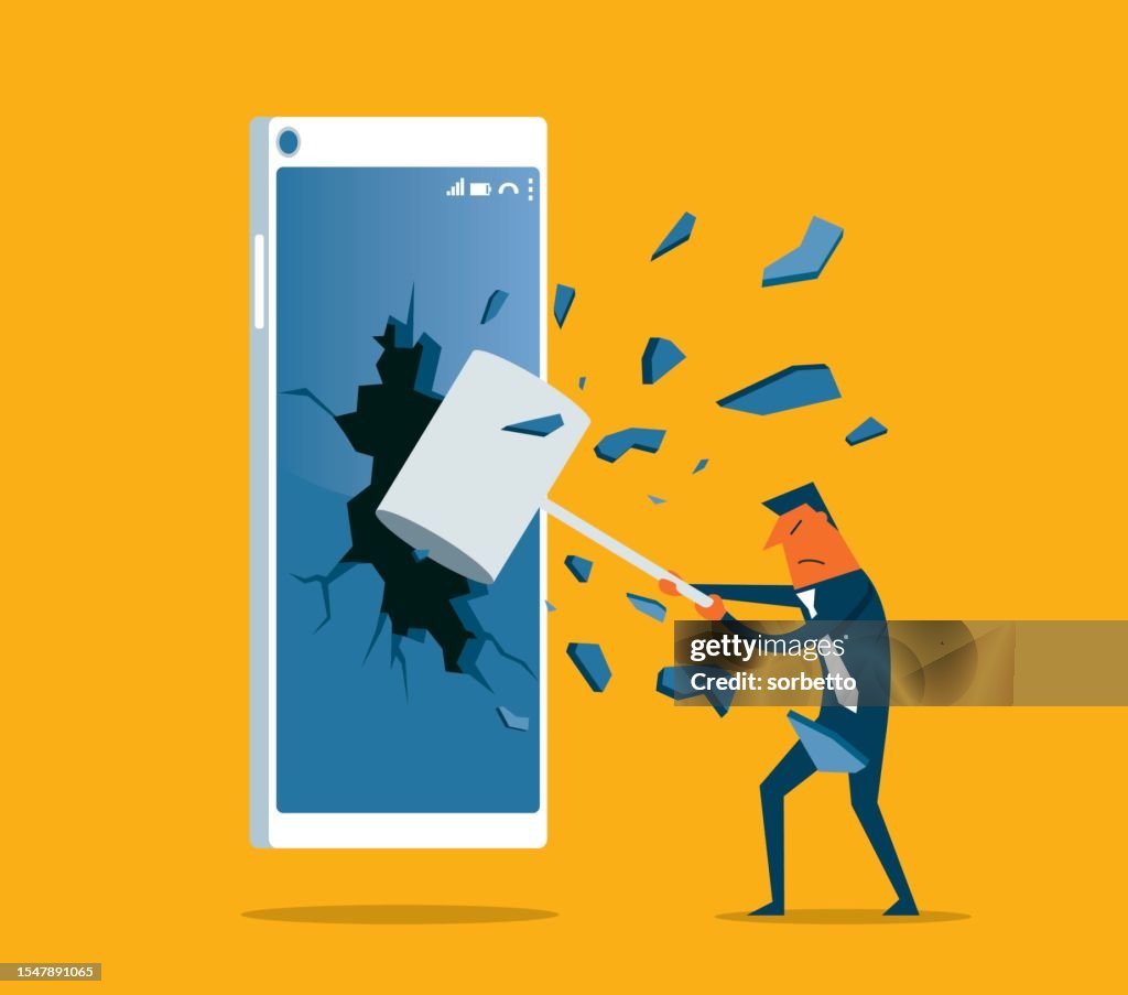 Broken Smart phone - businessman