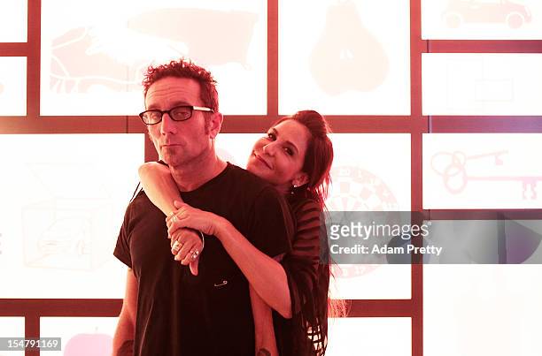 Laurie Lynn Stark and Richard Stark of Chrome Hearts enjoy the party during the ELLEgirl Night in association with Chrome Hearts at Fiat Caffe on...