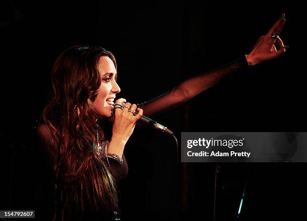 Jesse Jo Stark performs during the ELLEgirl Night in association with Chrome Hearts at Fiat Caffe on October 26, 2012 in Tokyo, Japan.