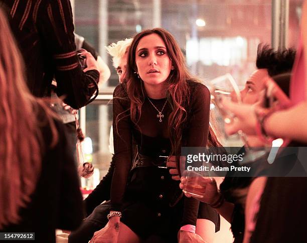 Jesse Jo Stark enjoys the party during the ELLEgirl Night in association with Chrome Hearts at Fiat Caffe on October 26, 2012 in Tokyo, Japan.