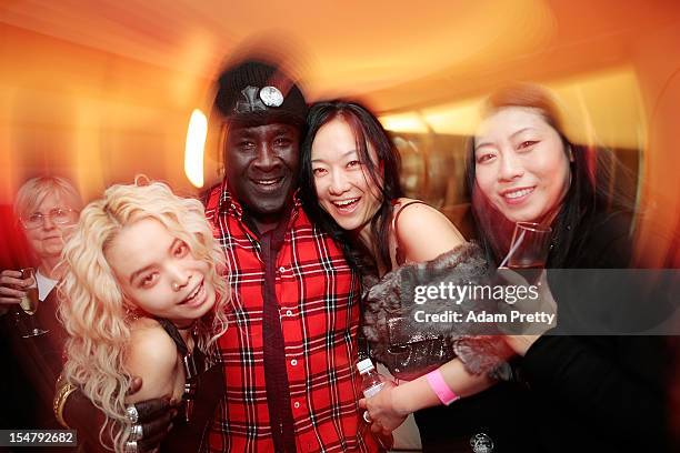 Moko of Chrome Hearts and guests pose for a photograph during the ELLEgirl Night in association with Chrome Hearts at Fiat Caffe on October 26, 2012...