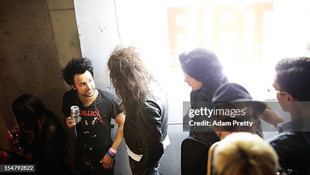 Drummer Isaac Carpenter enjoys the party during the ELLEgirl Night in association with Chrome Hearts at Fiat Caffe on October 26, 2012 in Tokyo,...