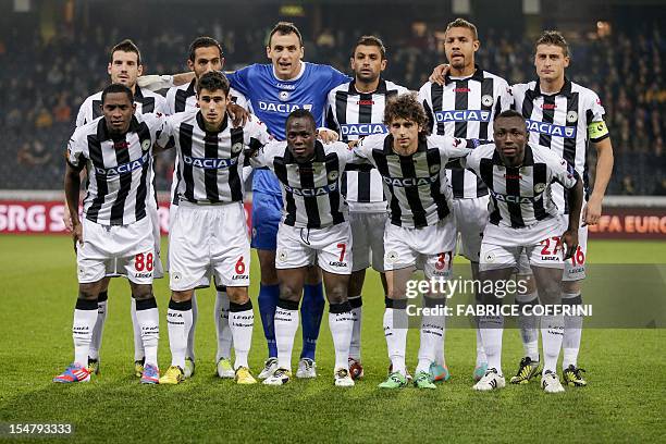 Udinese team players pose for a photograph prior to the Europa League group A football match between Young Boys and Udinese on October 25, 2012 in...