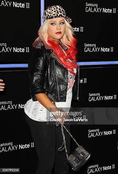 Christina Aguilera attends the launch of the Samsung Galaxy Note II on October 25, 2012 in Beverly Hills, California.