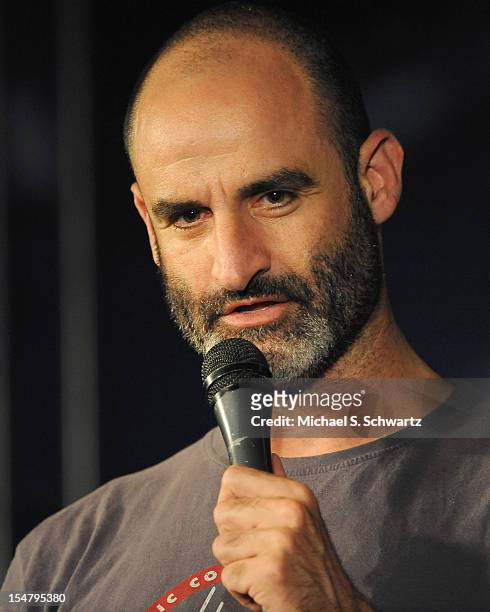 Comedian Brody Stevens performs during his appearance at The Ice House Comedy Club on October 25, 2012 in Pasadena, California.