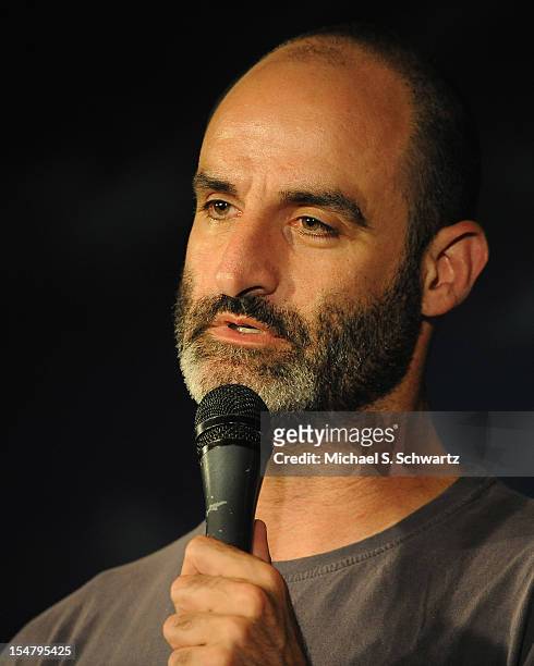 Comedian Brody Stevens performs during his appearance at The Ice House Comedy Club on October 25, 2012 in Pasadena, California.