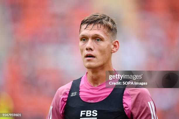 Jannik Vestergaard of Leicester City in training session during the pre-season match against Tottenham Hotspur at Rajamangala Stadium.