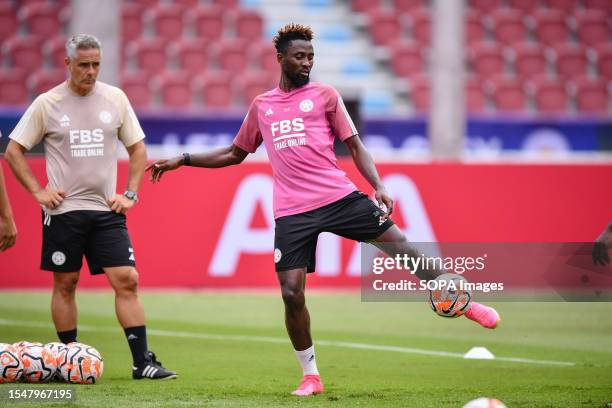 Wilfred Ndidi of Leicester City in training session during the pre-season match against Tottenham Hotspur at Rajamangala Stadium.