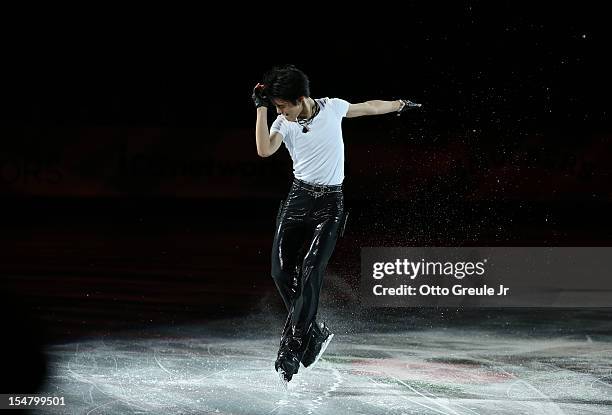 Yuzuru Hanyu of Japan skates in the Smucker's Skating Spectacular event during the Skate America competition at the ShoWare Center on October 21,...