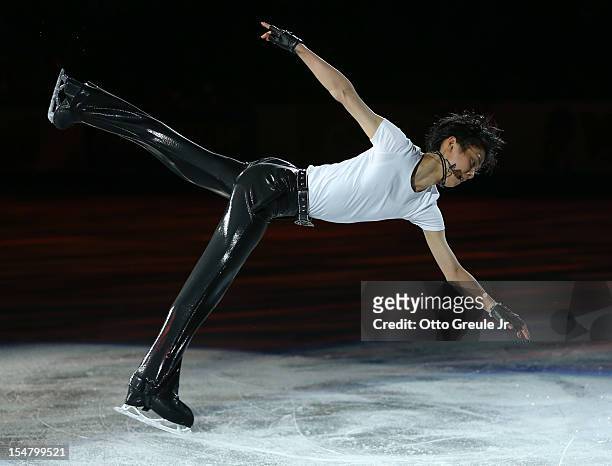 Yuzuru Hanyu of Japan skates in the Smucker's Skating Spectacular event during the Skate America competition at the ShoWare Center on October 21,...