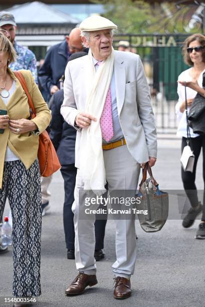 Sir Ian McKellen attends day fourteen of the Wimbledon Tennis Championships at All England Lawn Tennis and Croquet Club on July 16, 2023 in London,...