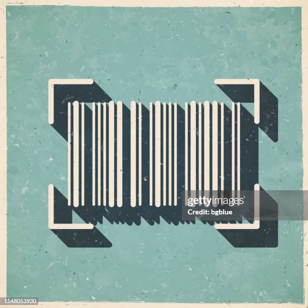 barcode scan. icon in retro vintage style - old textured paper - scanner texture stock illustrations