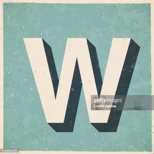 letter w. icon in retro vintage style - old textured paper - w stock illustrations