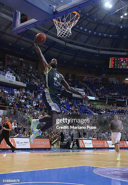 James Gist, #15 of Unicaja Malaga in action during the 2012-2013 Turkish Airlines Euroleague Regular Season Game Day 3 between Unicaja Malaga v...