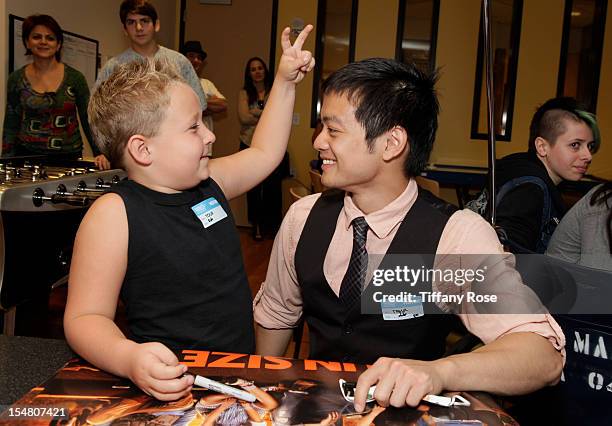 Actors Jackson Nicoll and Osric Chau attend "Fun Size" Special Screening At Children's Hospital Los Angeles at Childrens Hospital Of Los Angeles on...