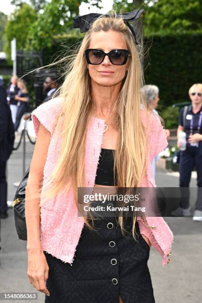 Laura Bailey attends day fourteen of the Wimbledon Tennis Championships at All England Lawn Tennis and Croquet Club on July 16, 2023 in London,...