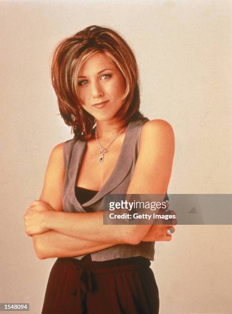 Promotional portrait of American actor Jennifer Aniston for the television series, 'Friends,' c. 1995.