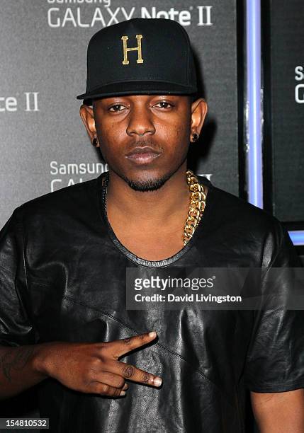 Recording artist Kendrick Lamar attends Samsung Mobile's celebration of the launch of the Samsung Galaxy Note II at a private residence on October...