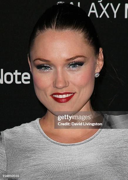 Actress Clare Grant attends Samsung Mobile's celebration of the launch of the Samsung Galaxy Note II at a private residence on October 25, 2012 in...