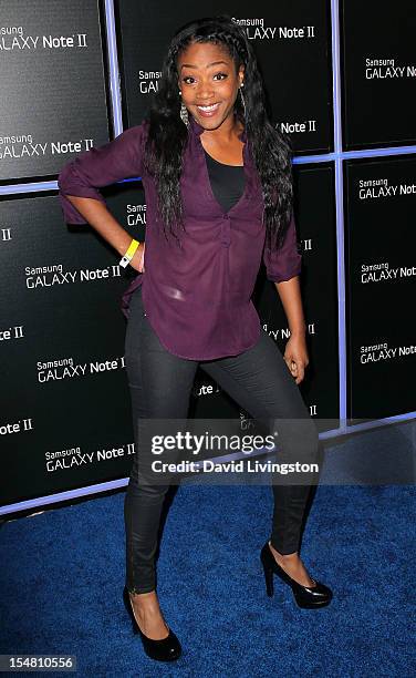 Actress Tiffany Haddish attends Samsung Mobile's celebration of the launch of the Samsung Galaxy Note II at a private residence on October 25, 2012...